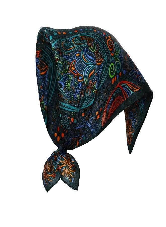 THENEXTLOVE 21 Inch Silk Floral Scarf Head Wear for Women Multi Purpose Soft Thin Headband Wrap Square Scarf(21ZS-Colorful Paisley) - Image 1